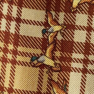 Orvis Silk Tie Mallard Ducks Tartan Brown Tan Plaid Duck Old Money VTG
